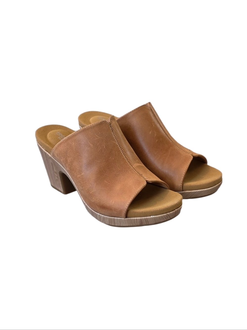 Rockport Tan Vivianne Chunky Block Heel Slide Sandal Size 8
